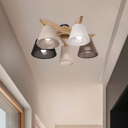 Brilagi - Bevestigde hanglamp ANTHONY 5xE14/40W/230V eiken