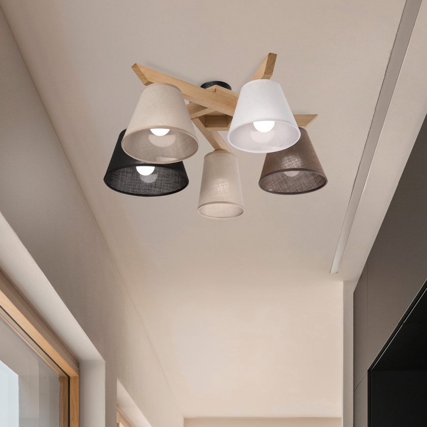 Brilagi - Bevestigde hanglamp ANTHONY 5xE14/40W/230V eiken