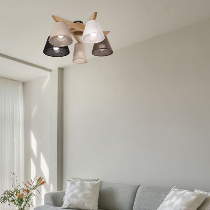 Brilagi - Bevestigde hanglamp ANTHONY 5xE14/40W/230V eiken