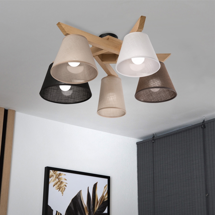 Brilagi - Bevestigde hanglamp ANTHONY 5xE14/40W/230V eiken
