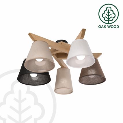 Brilagi - Bevestigde hanglamp ANTHONY 5xE14/40W/230V eiken