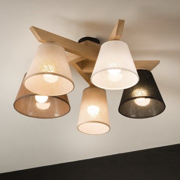 Brilagi - Bevestigde hanglamp ANTHONY 5xE14/40W/230V eiken