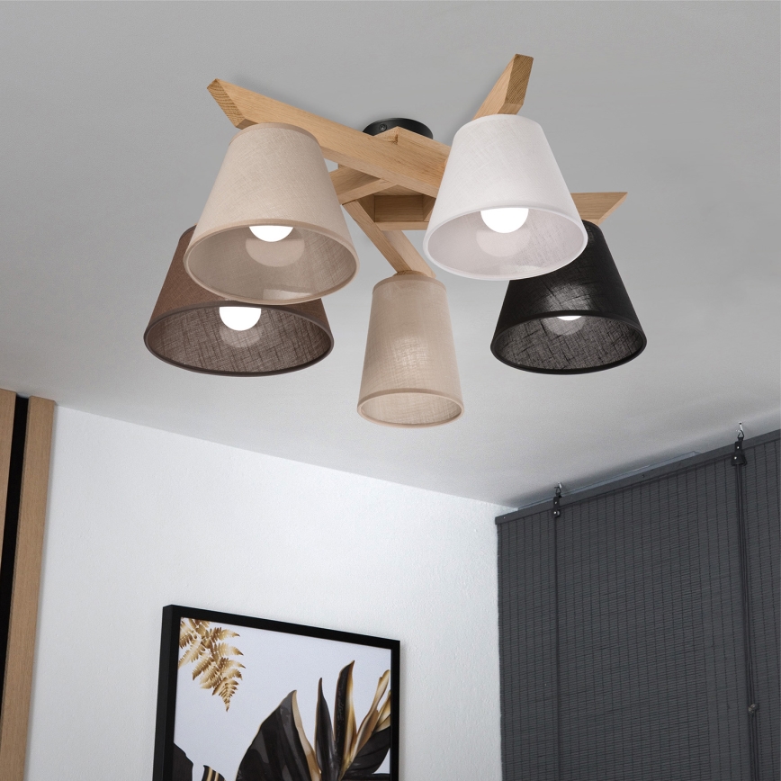 Brilagi - Bevestigde hanglamp ANTHONY 5xE14/40W/230V eiken