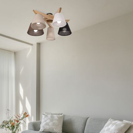 Brilagi - Bevestigde hanglamp ANTHONY 5xE14/40W/230V eiken