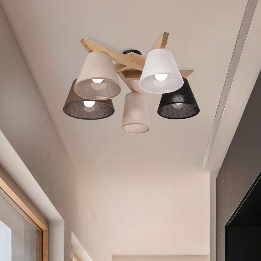 Brilagi - Bevestigde hanglamp ANTHONY 5xE14/40W/230V eiken