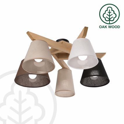 Brilagi - Bevestigde hanglamp ANTHONY 5xE14/40W/230V eiken