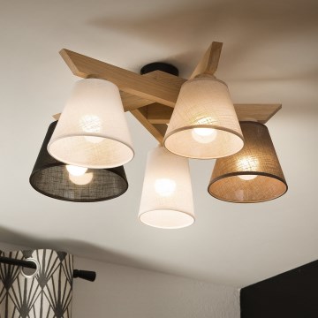 Brilagi - Bevestigde hanglamp ANTHONY 5xE14/40W/230V eiken