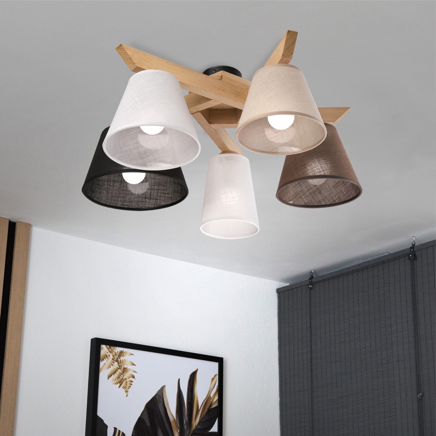 Brilagi - Bevestigde hanglamp ANTHONY 5xE14/40W/230V eiken