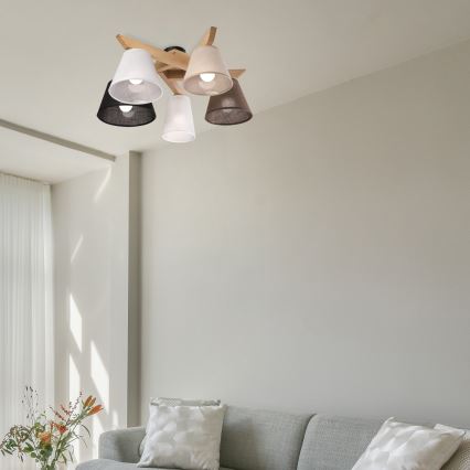 Brilagi - Bevestigde hanglamp ANTHONY 5xE14/40W/230V eiken