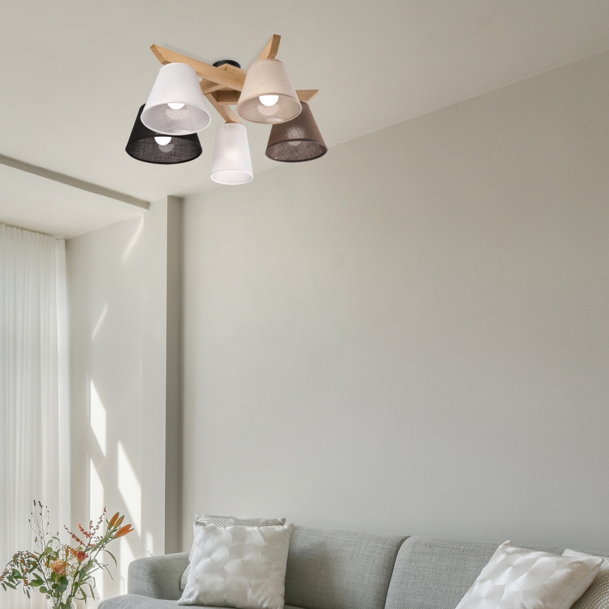 Brilagi - Bevestigde hanglamp ANTHONY 5xE14/40W/230V eiken