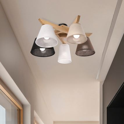 Brilagi - Bevestigde hanglamp ANTHONY 5xE14/40W/230V eiken