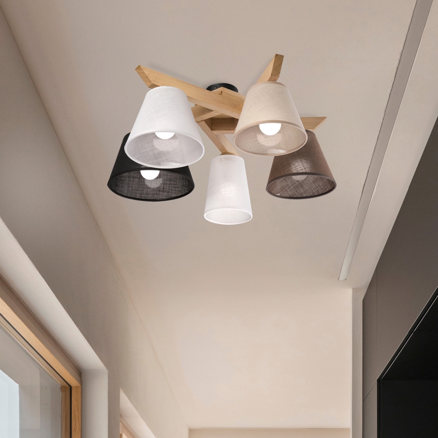 Brilagi - Bevestigde hanglamp ANTHONY 5xE14/40W/230V eiken