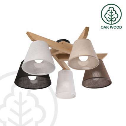 Brilagi - Bevestigde hanglamp ANTHONY 5xE14/40W/230V eiken