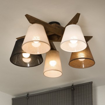 Brilagi - Bevestigde hanglamp ANTHONY 5xE14/40W/230V eiken