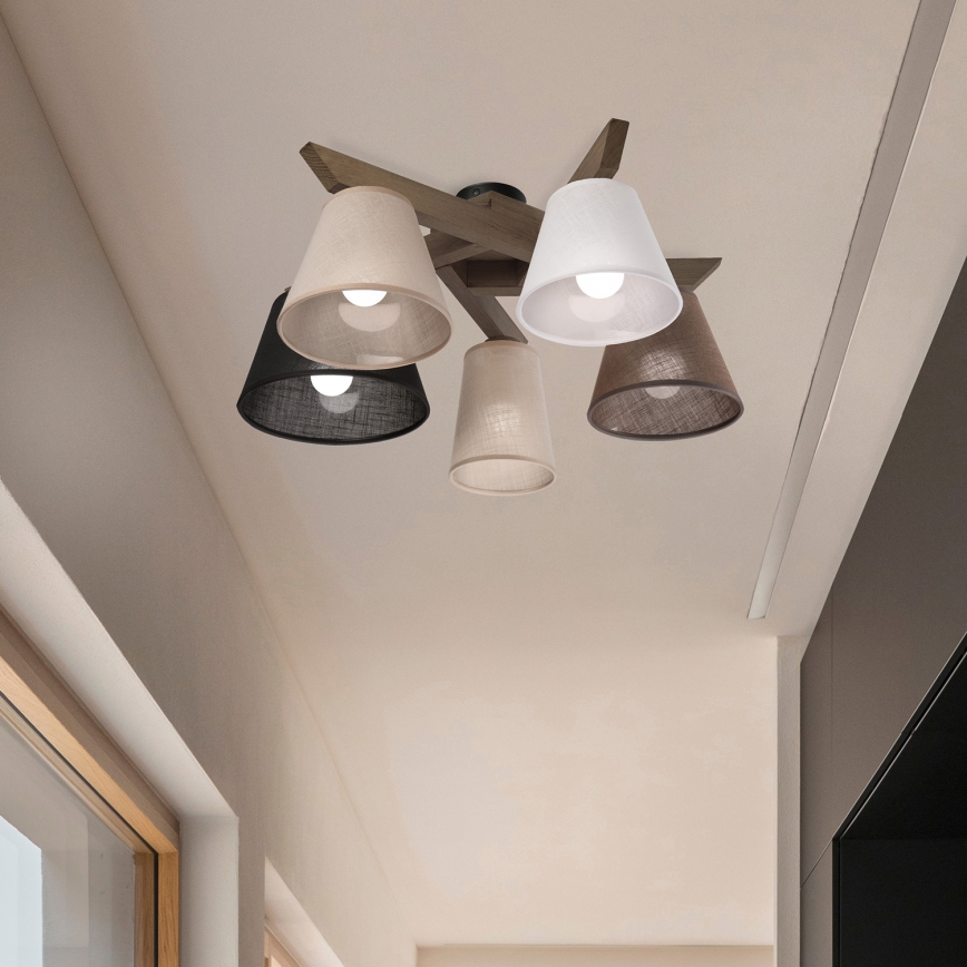 Brilagi - Bevestigde hanglamp ANTHONY 5xE14/40W/230V eiken