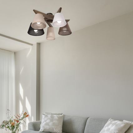 Brilagi - Bevestigde hanglamp ANTHONY 5xE14/40W/230V eiken