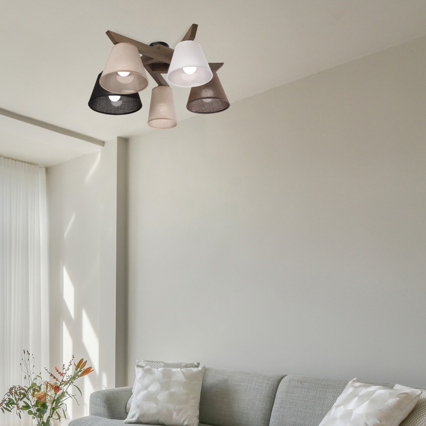 Brilagi - Bevestigde hanglamp ANTHONY 5xE14/40W/230V eiken