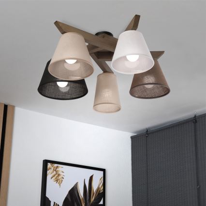 Brilagi - Bevestigde hanglamp ANTHONY 5xE14/40W/230V eiken