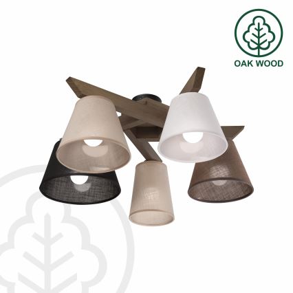 Brilagi - Bevestigde hanglamp ANTHONY 5xE14/40W/230V eiken