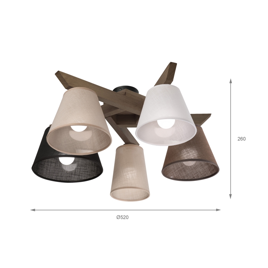 Brilagi - Bevestigde hanglamp ANTHONY 5xE14/40W/230V eiken