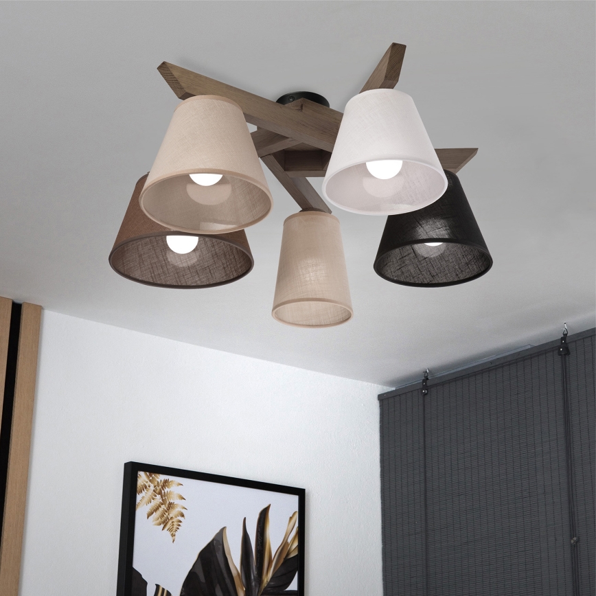 Brilagi - Bevestigde hanglamp ANTHONY 5xE14/40W/230V eiken