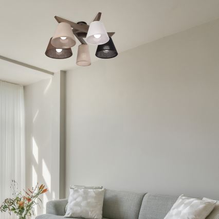 Brilagi - Bevestigde hanglamp ANTHONY 5xE14/40W/230V eiken