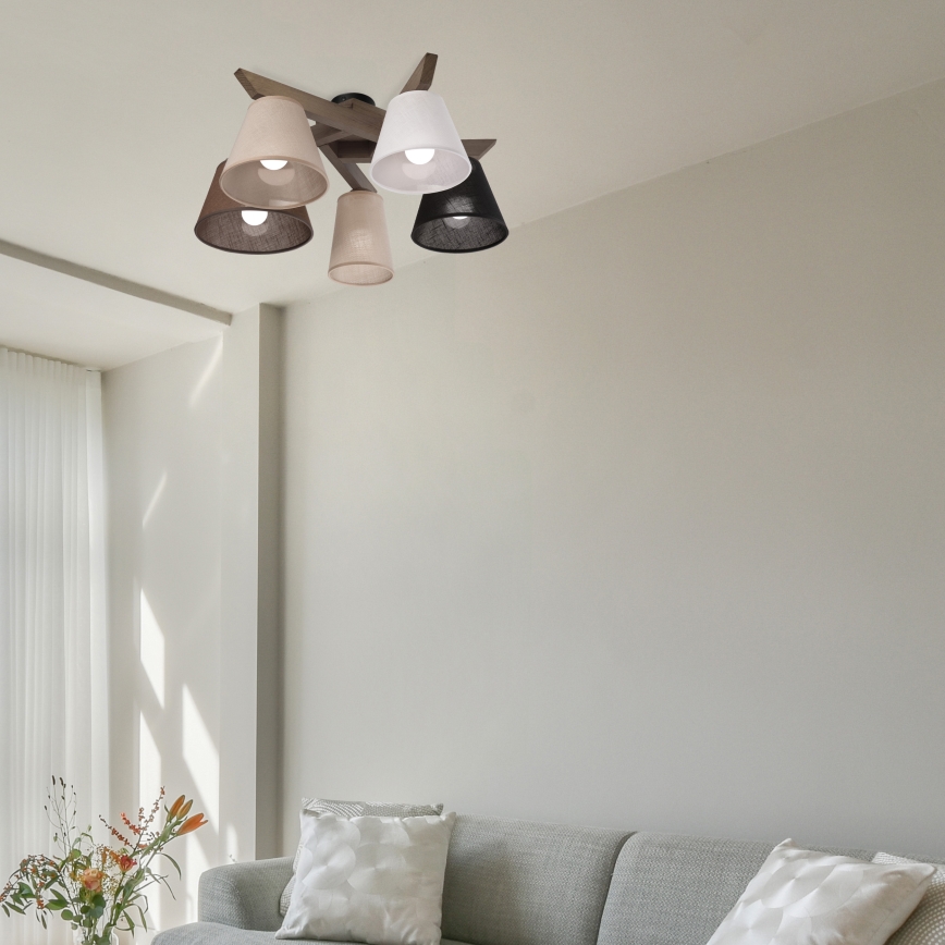 Brilagi - Bevestigde hanglamp ANTHONY 5xE14/40W/230V eiken