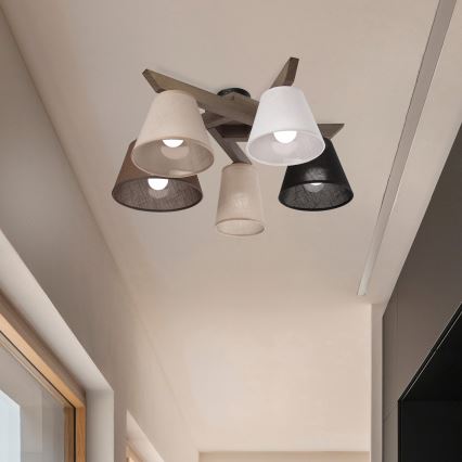 Brilagi - Bevestigde hanglamp ANTHONY 5xE14/40W/230V eiken