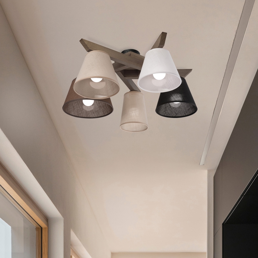 Brilagi - Bevestigde hanglamp ANTHONY 5xE14/40W/230V eiken
