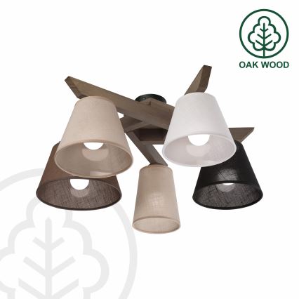 Brilagi - Bevestigde hanglamp ANTHONY 5xE14/40W/230V eiken
