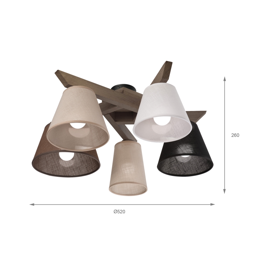 Brilagi - Bevestigde hanglamp ANTHONY 5xE14/40W/230V eiken