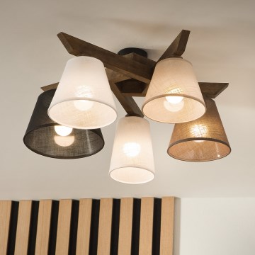 Brilagi - Bevestigde hanglamp ANTHONY 5xE14/40W/230V eiken