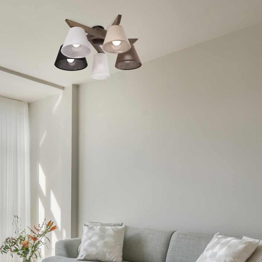 Brilagi - Bevestigde hanglamp ANTHONY 5xE14/40W/230V eiken