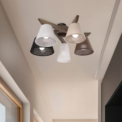 Brilagi - Bevestigde hanglamp ANTHONY 5xE14/40W/230V eiken