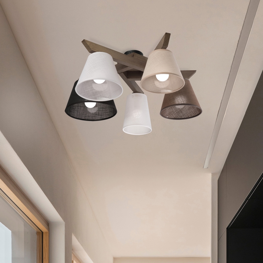 Brilagi - Bevestigde hanglamp ANTHONY 5xE14/40W/230V eiken