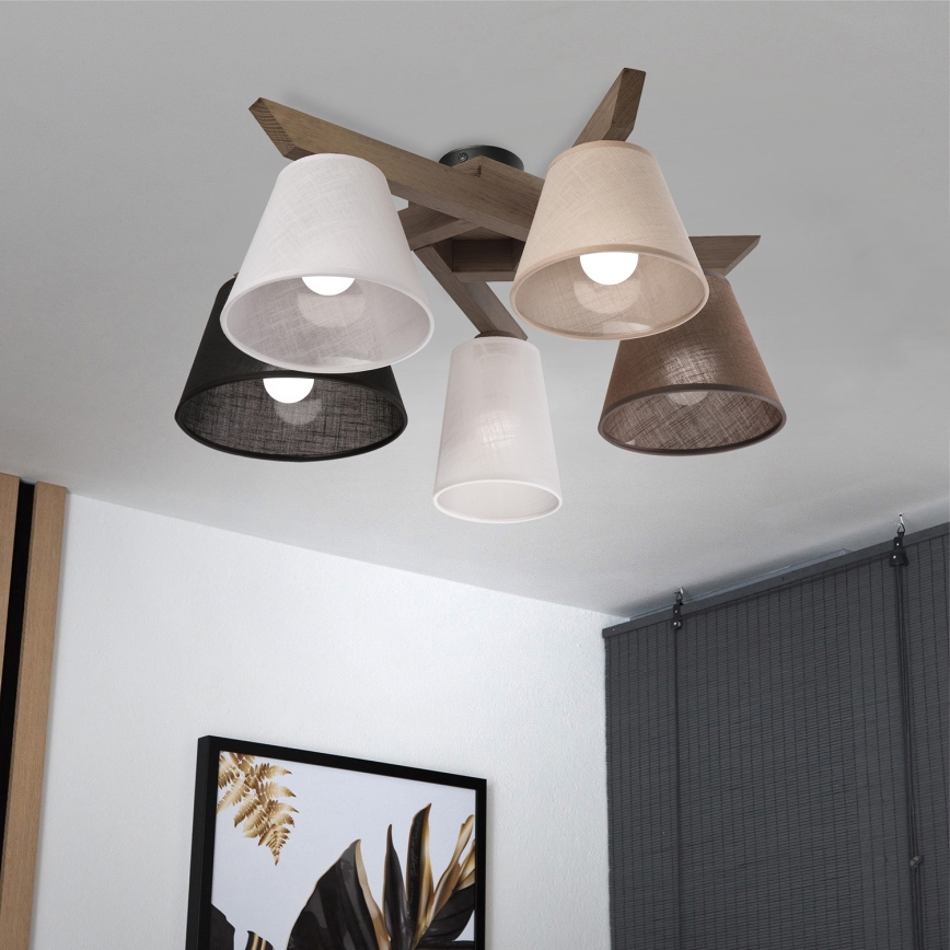 Brilagi - Bevestigde hanglamp ANTHONY 5xE14/40W/230V eiken