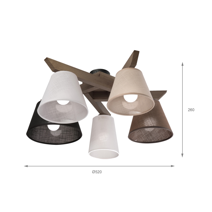 Brilagi - Bevestigde hanglamp ANTHONY 5xE14/40W/230V eiken