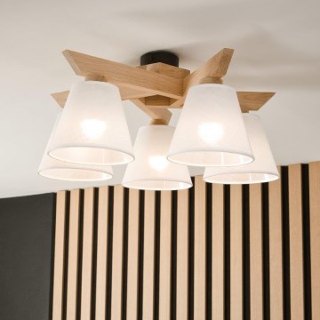 Brilagi - Bevestigde hanglamp ANTHONY 5xE14/40W/230V eiken/wit