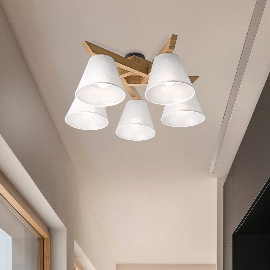 Brilagi - Bevestigde hanglamp ANTHONY 5xE14/40W/230V eiken/wit