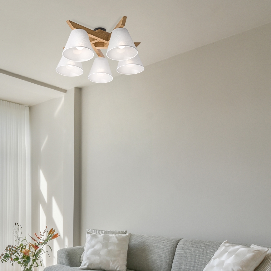 Brilagi - Bevestigde hanglamp ANTHONY 5xE14/40W/230V eiken/wit