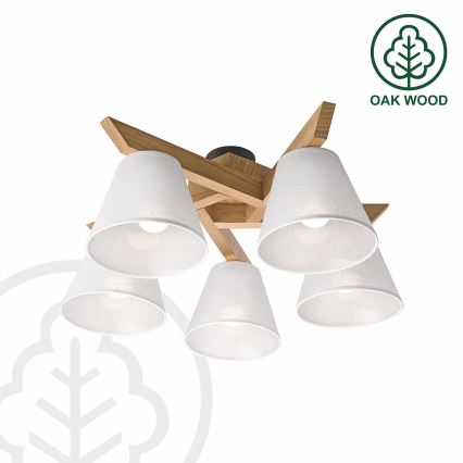 Brilagi - Bevestigde hanglamp ANTHONY 5xE14/40W/230V eiken/wit