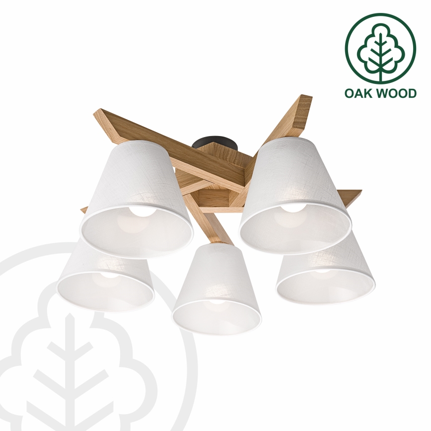 Brilagi - Bevestigde hanglamp ANTHONY 5xE14/40W/230V eiken/wit
