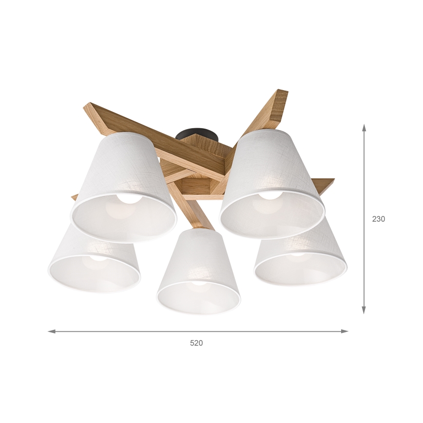 Brilagi - Bevestigde hanglamp ANTHONY 5xE14/40W/230V eiken/wit