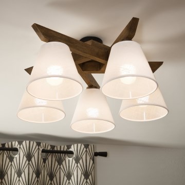 Brilagi - Bevestigde hanglamp ANTHONY 5xE14/40W/230V eiken/wit