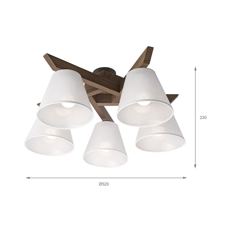 Brilagi - Bevestigde hanglamp ANTHONY 5xE14/40W/230V eiken/wit
