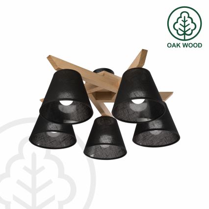 Brilagi - Bevestigde hanglamp ANTHONY 5xE14/40W/230V eiken/zwart