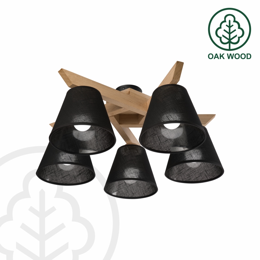 Brilagi - Bevestigde hanglamp ANTHONY 5xE14/40W/230V eiken/zwart