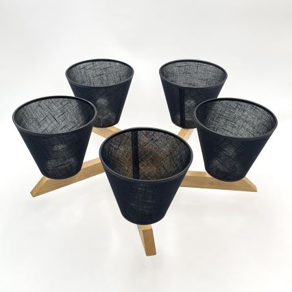 Brilagi - Bevestigde hanglamp ANTHONY 5xE14/40W/230V eiken/zwart