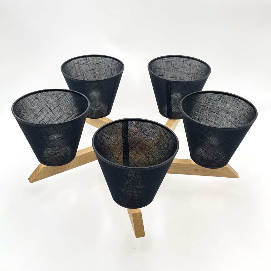 Brilagi - Bevestigde hanglamp ANTHONY 5xE14/40W/230V eiken/zwart