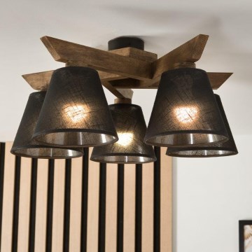 Brilagi - Bevestigde hanglamp ANTHONY 5xE14/40W/230V eiken/zwart